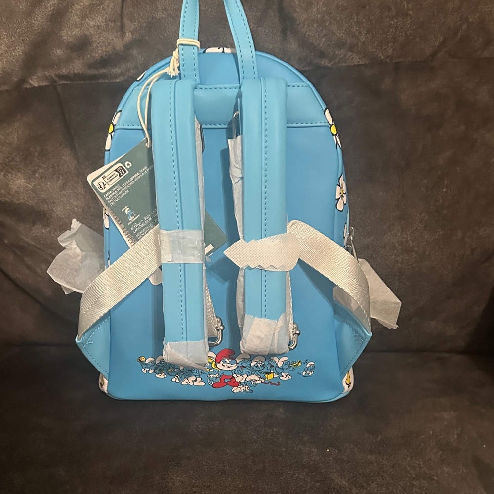 Loungefly Blue and White Smurfs Backpack Smurfette BNWT - Picture 3 of 7